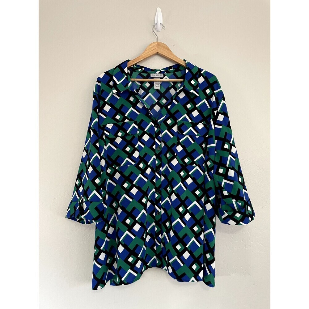 Catherines Womens Top Size 3X Colorful Travel Office Artsy Abstract - Picture 4 of 14